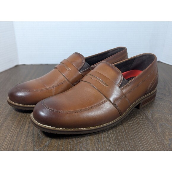 Rockport Total Motion Office Penny Loafers Mens 7 Carmel Brown Slip On Dress - Picture 1 of 13